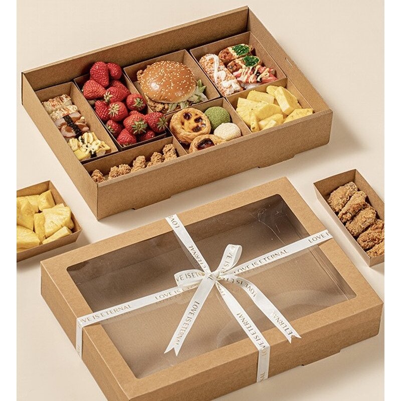 Food Box - Manufacturer Disposable Kraft Window Lid Sandwich Pizza Outdoor Picnic