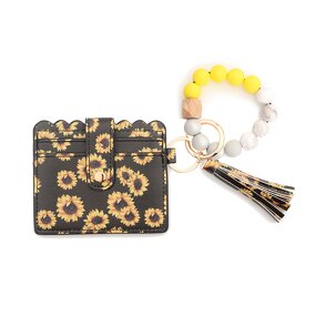 Wristband - Manufacturer Women's Silicone Bead PU Tassel Wallet ID Holder