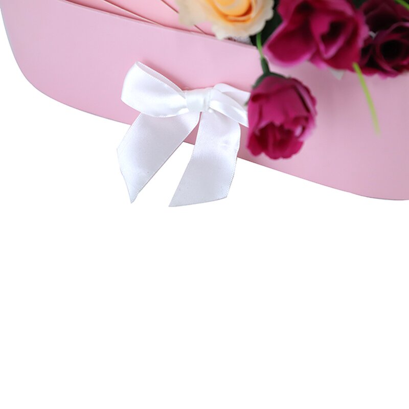 Flower Box - Manufacturer Valentine Pink Heart Sponge Lined Ribbon Wedding Rigid