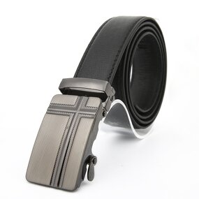 Belt - Manufacturer Men's Black PU Automatic Alloy Buckle Business Accessory