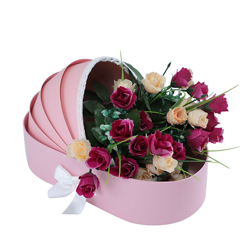 Flower Box - Manufacturer New Valentine Pink Heart Wedding Favor Rigid Embossing