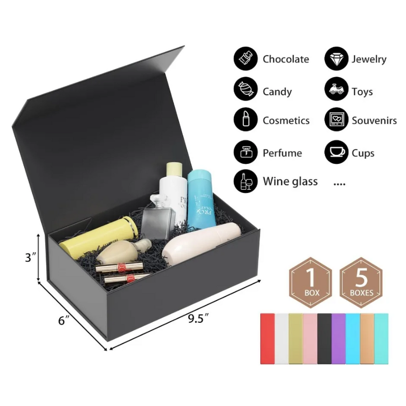 Gift Box - Manufacturer Black Fold Magnet Embossed Sponge Lined Custom Logo Luxury