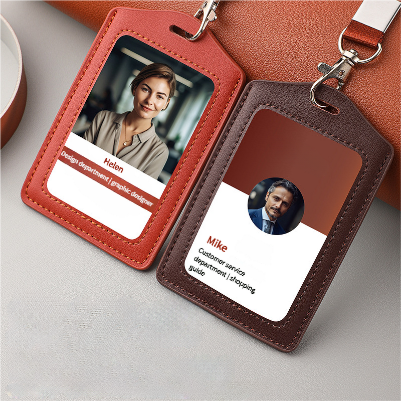 ID Card Holder - Manufacturer High Quality Horizontal Vertical Genuine Leather Office