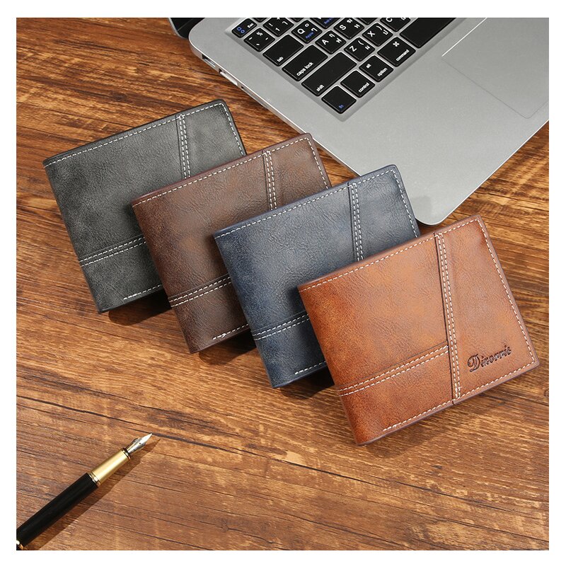 Wallet - Manufacturer Large Capacity British Bifold PU RFID Blocking Open Men