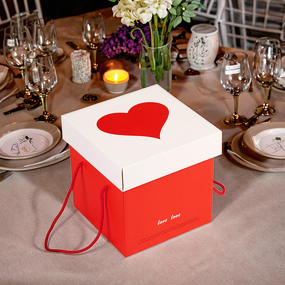 Gift Box - Manufacturer Romantic Heart Corrugated Embossed Matt Pastry Treat