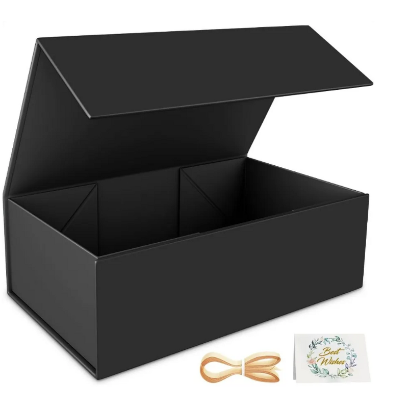 Gift Box - Manufacturer Black Fold Magnet Embossed Sponge Lined Custom Logo Luxury
