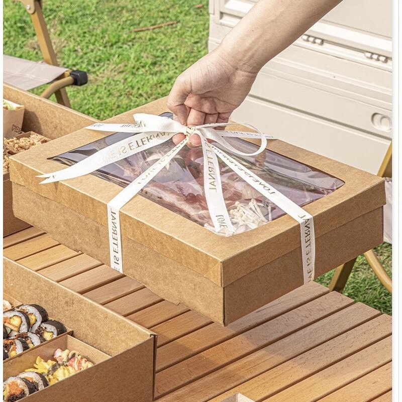 Food Box - Manufacturer Disposable Kraft Window Lid Sandwich Pizza Outdoor Picnic