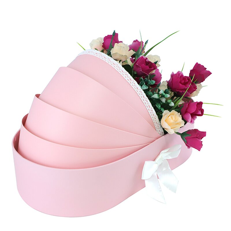 Flower Box - Manufacturer Valentine Pink Heart Sponge Lined Ribbon Wedding Rigid
