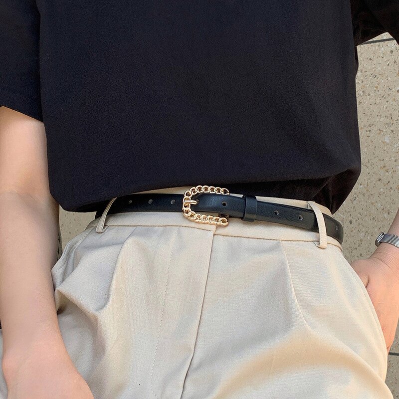 Belt - Manufacturer Women's Thin Leather Alloy Buckle Jeans Pants Dresses