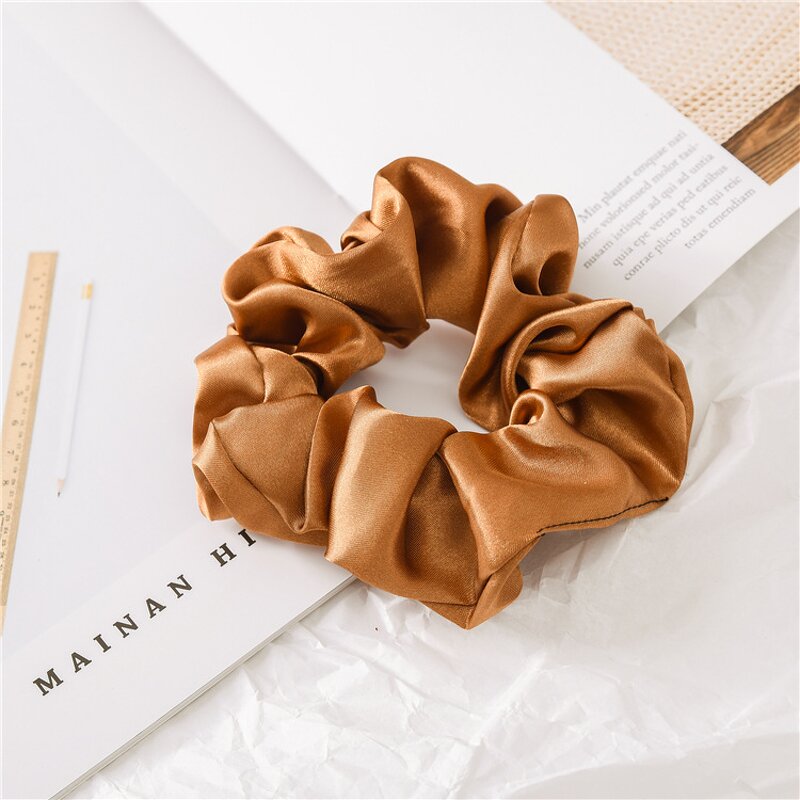 Hair Scrunchies - Manufacturer Wholesale Satin Solid Color Chouchou Girl