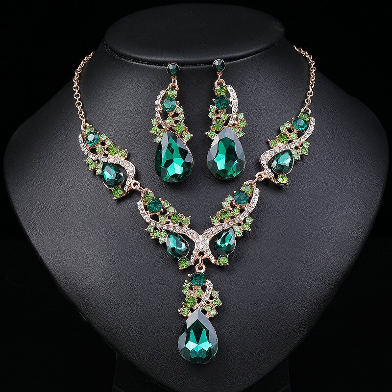 Jewelry Set - Manufacturer Water Drop Multi Color Crystal Wedding Women