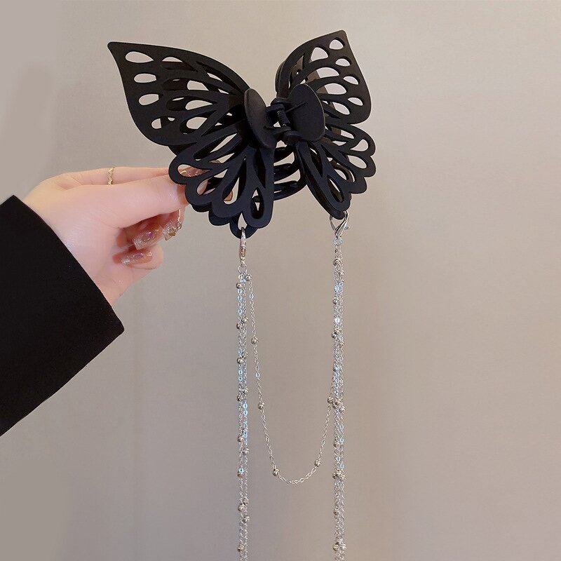 Hair Clip - Manufacturer Big Tassel Butterfly Beads Chain Acrylic Claw