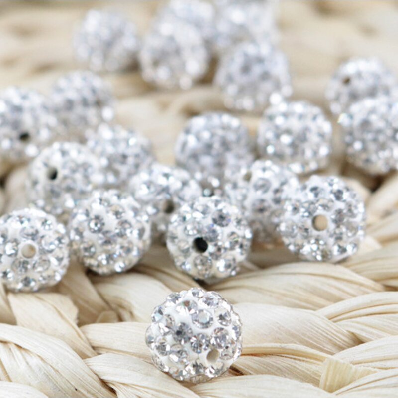 Beads - Manufacturer 4-30MM White Clay Crystal Rhinestone Pave Disc