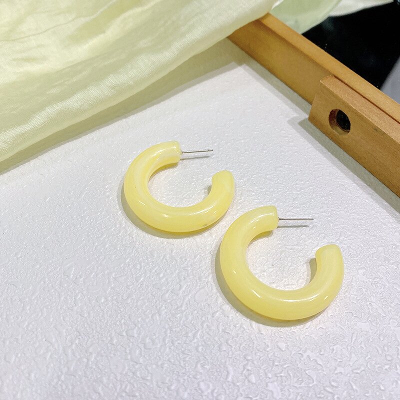 Earrings - Manufacturer Geometric C-Shaped Hoop Chunky Acrylic Resin Stud