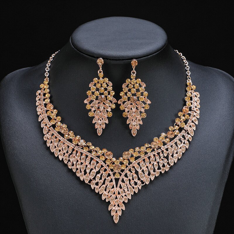 Jewelry Set - Manufacturer Luxury Zirconia Drop Wedding Necklace Earrings