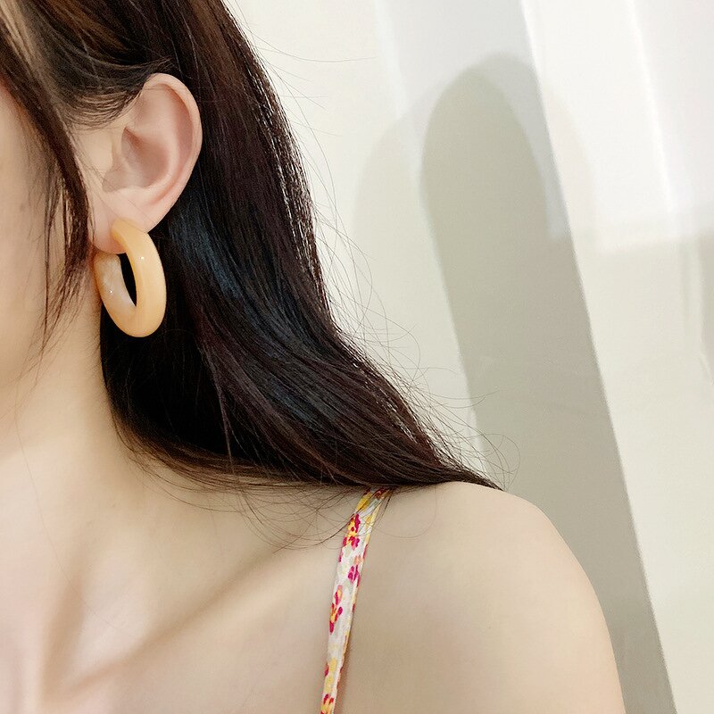 Earrings - Manufacturer Geometric C-Shaped Hoop Chunky Acrylic Resin Stud