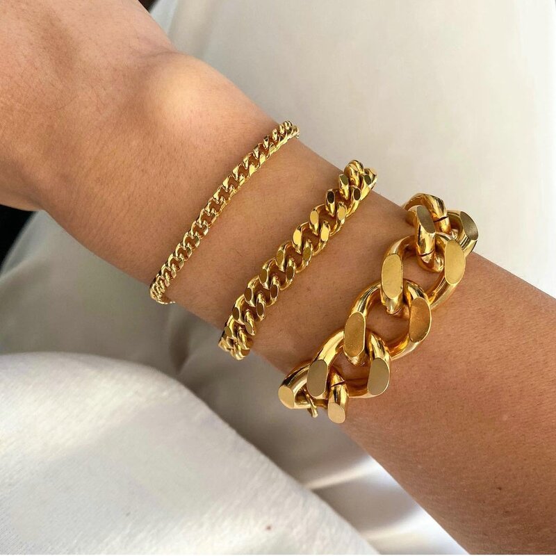 Bracelet - Manufacturer Hiphop Cuban Chain 18K Gold Plated Stainless