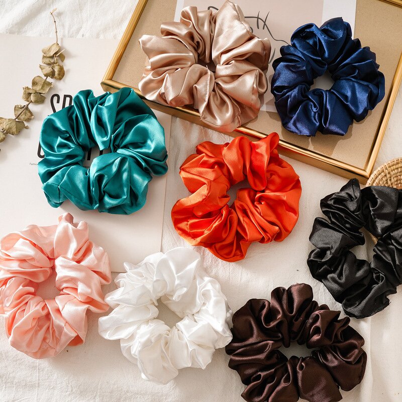 Hair Scrunchies - Manufacturer 15CM XL Solid Color Satin Oversized Silk