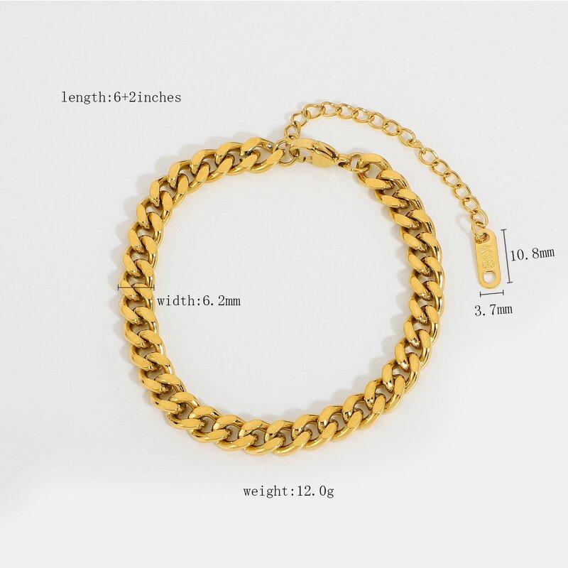 Bracelet - Manufacturer Hiphop Cuban Chain 18K Gold Plated Stainless