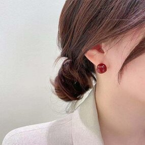 Earrings - Manufacturer Round Smooth Ball Metal Gold-plated Cold Wind Simple