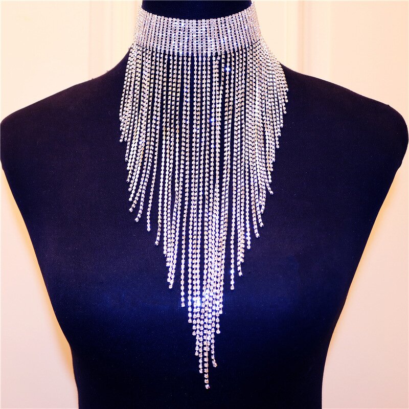 Choker - Manufacturer Sexy Rhinestone Halter Gold Silver Tassel Diamond