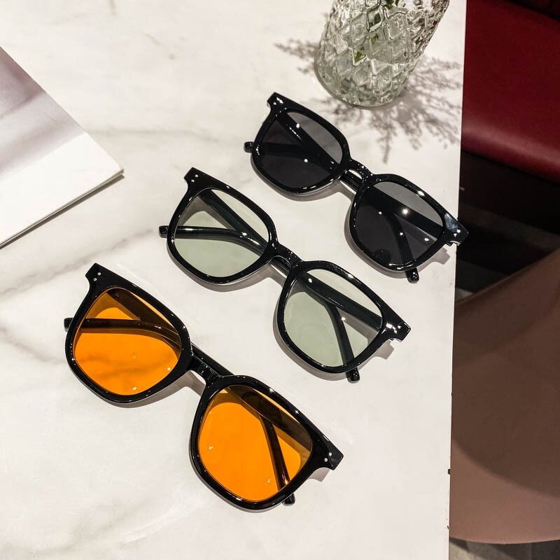 Sunglasses - Manufacturer Square Frame Orange Green UV400 Unisex