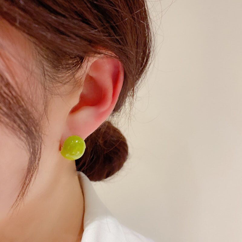 Earrings - Manufacturer Round Smooth Ball Metal Gold-plated Cold Wind Simple