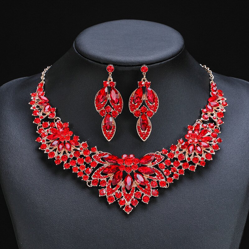 Jewelry Set - Manufacturer Rhinestone Crystal Bridal Silver Floral Statement