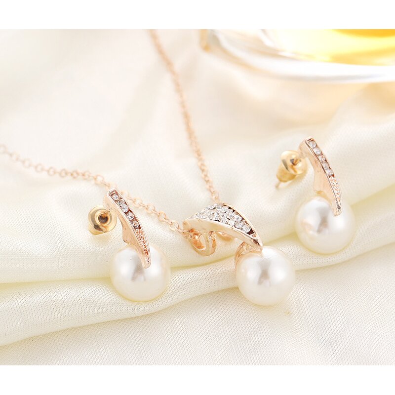 Jewelry Set - Manufacturer Imitation Pearl Rhinestone Gold Bridal Water Drop