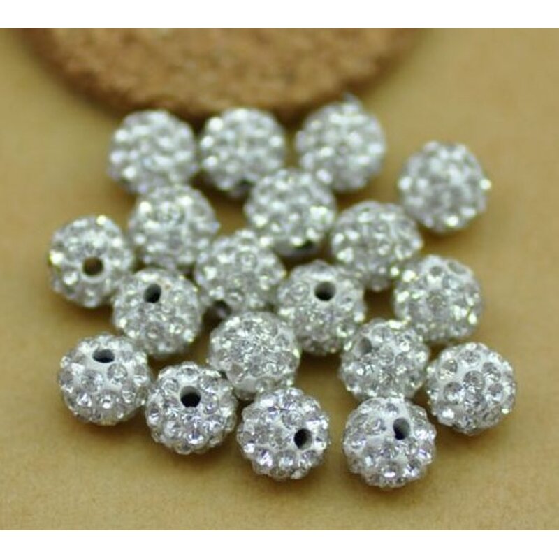 Beads - Manufacturer 4-30MM White Clay Crystal Rhinestone Pave Disc