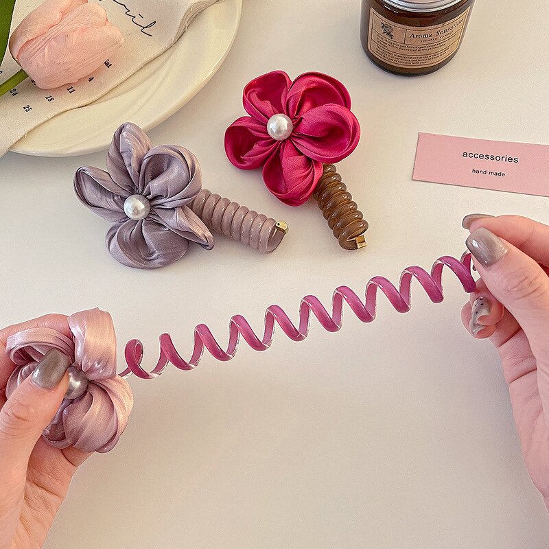 Hair Scrunchies - Manufacturer Big Flower Pearl Candy Color Princess