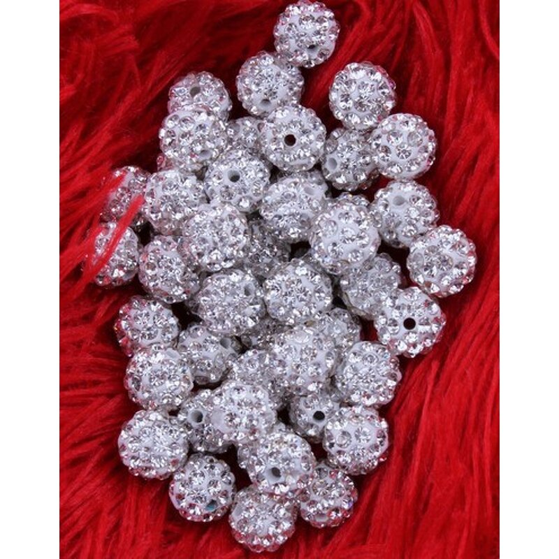 Beads - Manufacturer 4-30MM White Clay Crystal Rhinestone Pave Disc