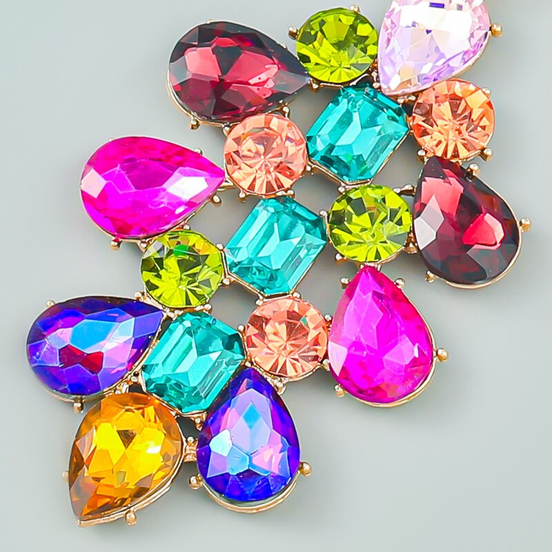 Earrings - Manufacturer Luxury Alloy Diamond Rhinestone Flower Statement Women