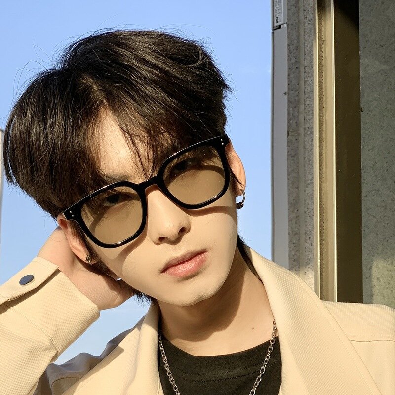 Sunglasses - Manufacturer Square Frame Orange Green UV400 Unisex