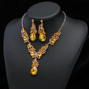 Jewelry Set - Manufacturer Water Drop Multi Color Crystal Wedding Women
