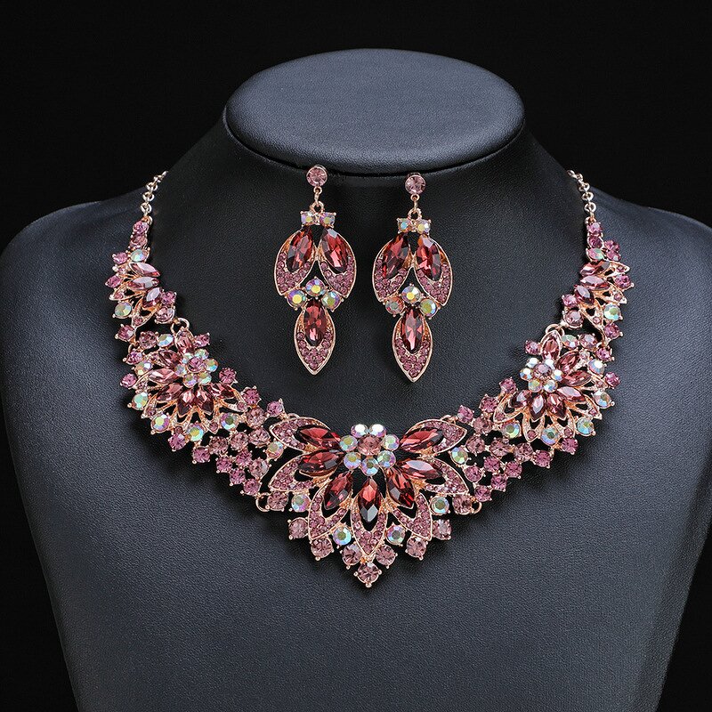 Jewelry Set - Manufacturer Rhinestone Crystal Bridal Silver Floral Statement