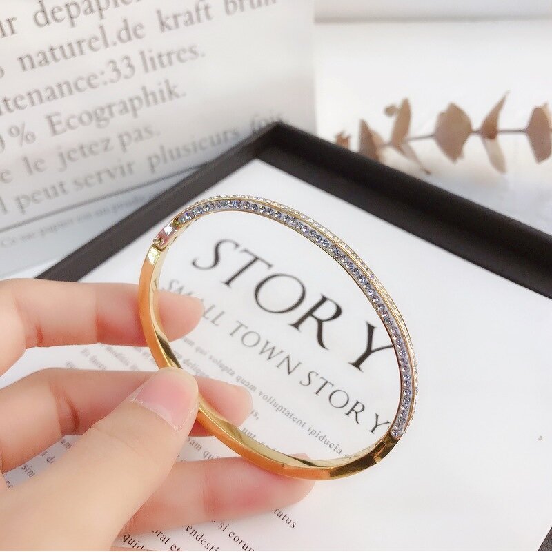 Bangle - Manufacturer Korea Diamond Stainless Steel Braided Cuff Bracelet