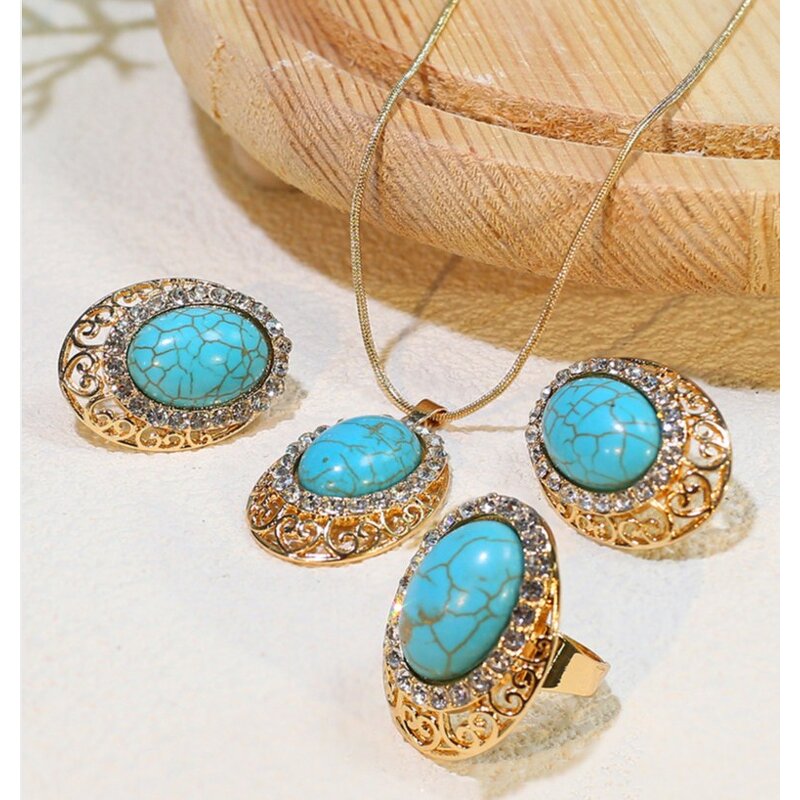 Jewelry Set - Manufacturer Blue Turquoise Snake Bone Chain Bridal Wedding