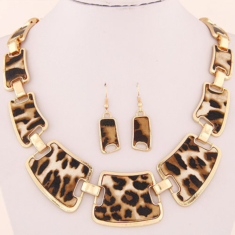 Jewelry Set - Manufacturer Retro Leopard Print Pendant Necklace Earring