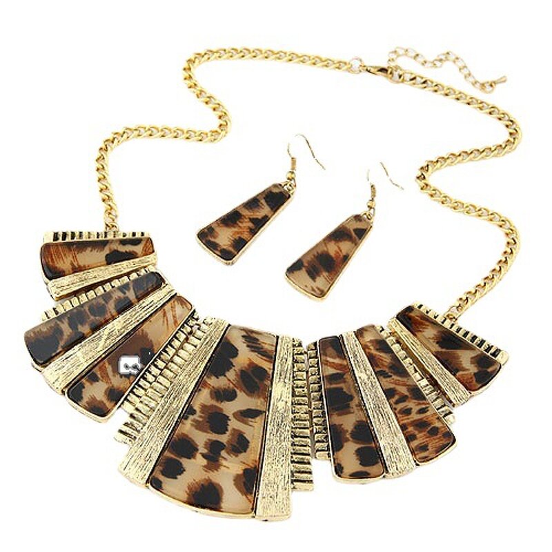 Jewelry Set - Manufacturer Retro Leopard Print Pendant Necklace Earring