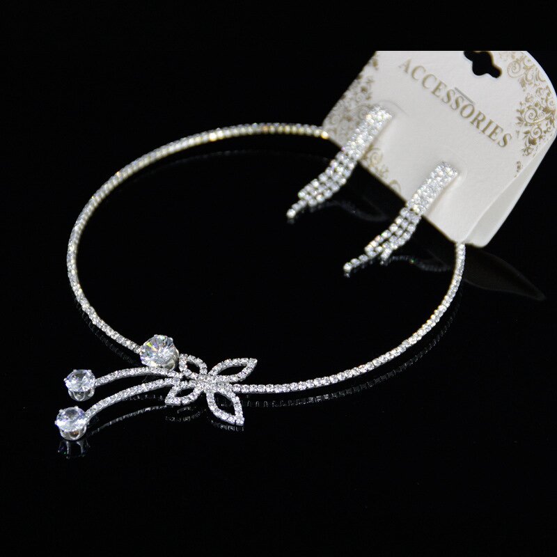 Necklace Set - Manufacturer 2PCS Butterfly Zircon Clavicle Chain Short