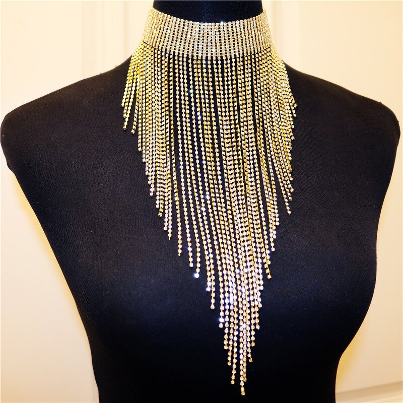 Choker - Manufacturer Sexy Rhinestone Halter Gold Silver Tassel Diamond