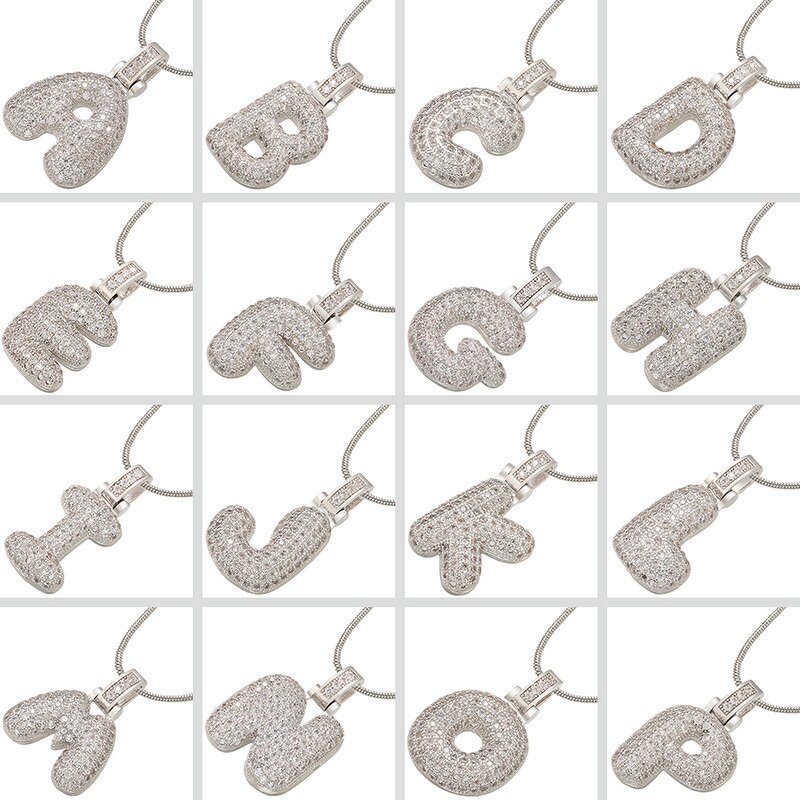 Pendant - Manufacturer 26 Alphabet Bubble Letter Iced Out CZ Hip Hop Men