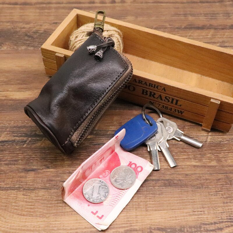 Key Bag - Manufacturer Leather Zipper Car Key Holder Organizer Mini