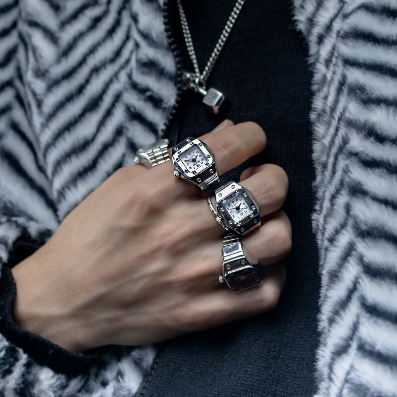 Ring Watch - Manufacturer Vintage Adjustable Square Dial Mini Unisex