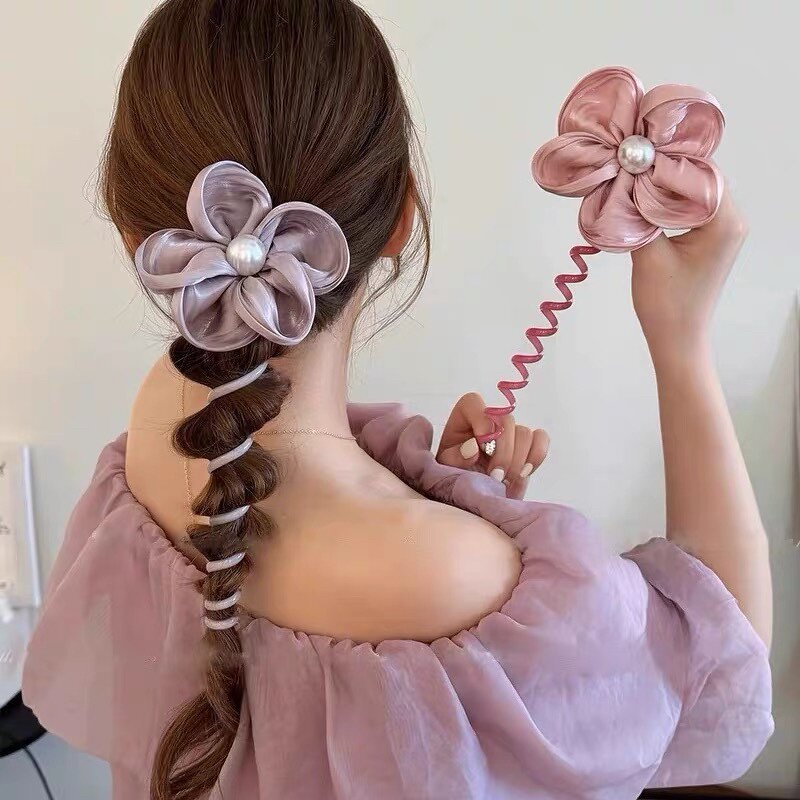 Hair Scrunchies - Manufacturer Summer Big Flower Pearl Sweet Fashion Girl