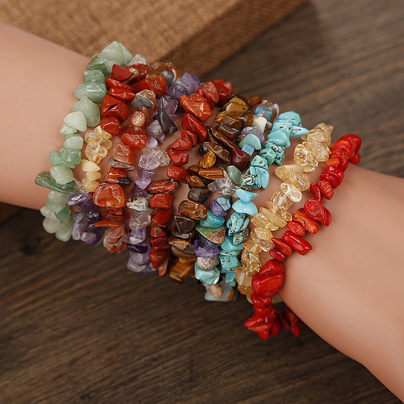 Bracelet - Manufacturer Natural Stone Crystal Irregular Chips Stretch Beads