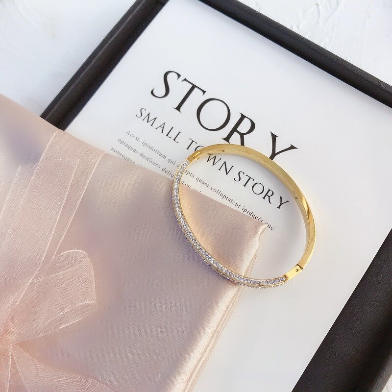 Bangle - Manufacturer Korea Diamond Stainless Steel Braided Cuff Bracelet