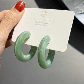 Earrings - Manufacturer Geometric C-Shaped Hoop Chunky Acrylic Resin Stud