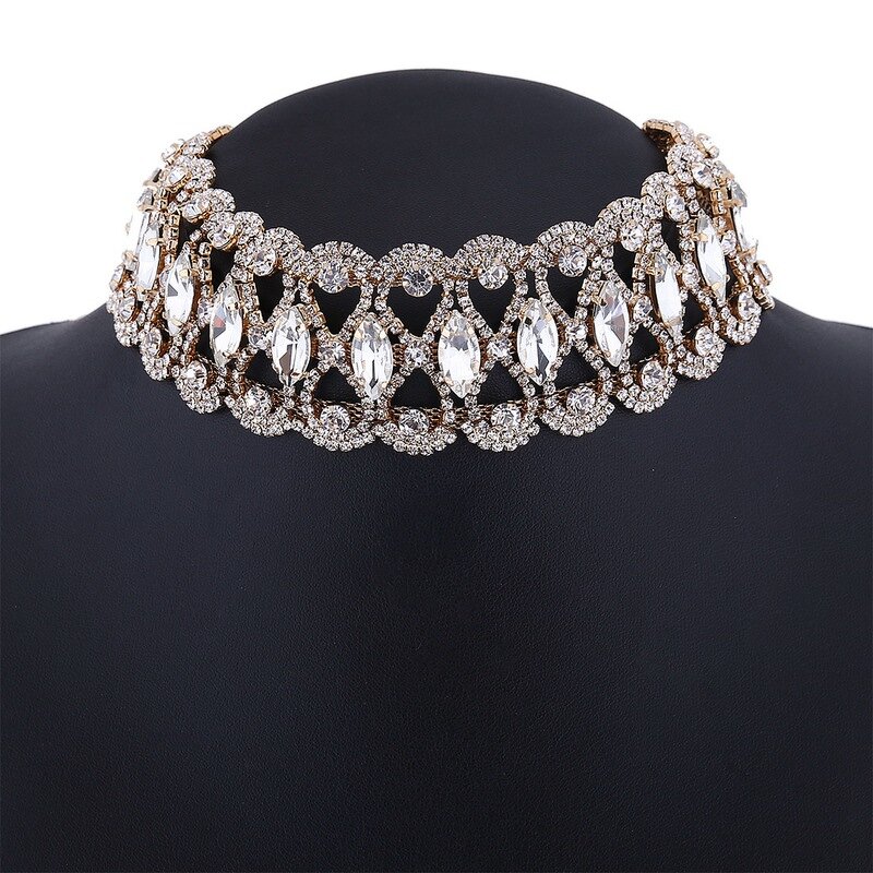 Choker - Manufacturer Punk Flower Crystal Rhinestone Gold Silver Chain